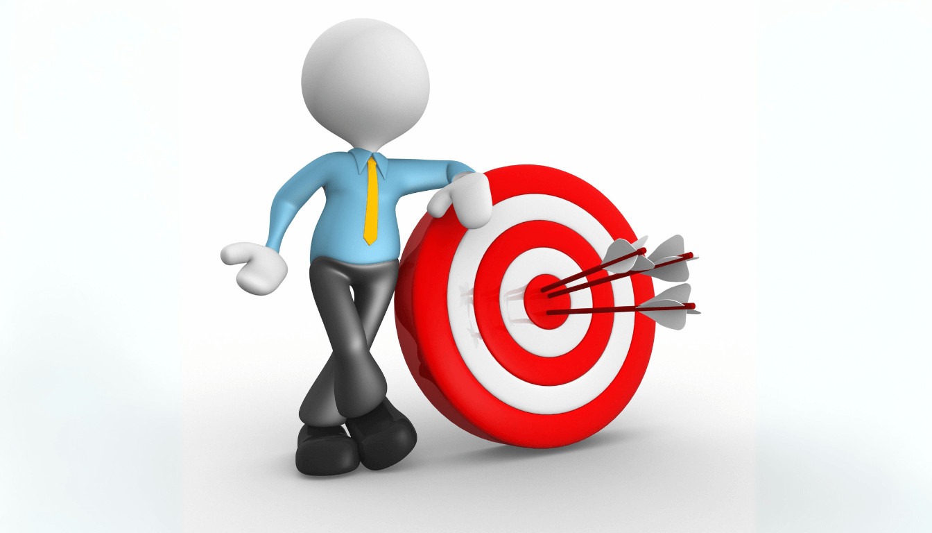 3D illustration of a cartoon figure leaning on a large red and white target with arrows in the bullseye, symbolizing successful returns.